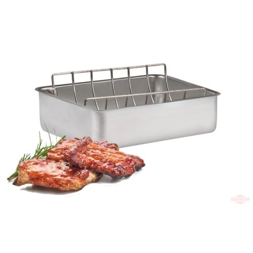 Tava pentru cuptor cu grilaj, inox 35*25*8 cm