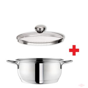 Cratiță NORDICA 20 cm 2.5 l  cu capac din sticla! /LICHIDARE STOC!